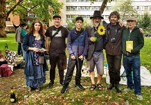 Image: Max Reeves (second from right) with members of the William Blake Congregation and Blake Bloc at Bunhill Fields, 2017.
